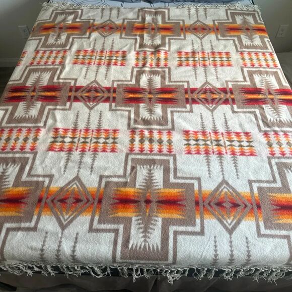 Vintage Pendleton Beaver State Blanket Chief Joseph Harding Navajo Fringe - Picture 3 of 3